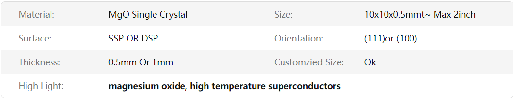 High quality factory price 10x10x0.5 MMT superconducting thin single crystal substrate MgO crystal substrate