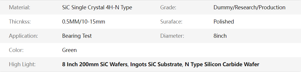 Custom high quality factory price 8 inch 200mm N-type SiC ingot sic substrate